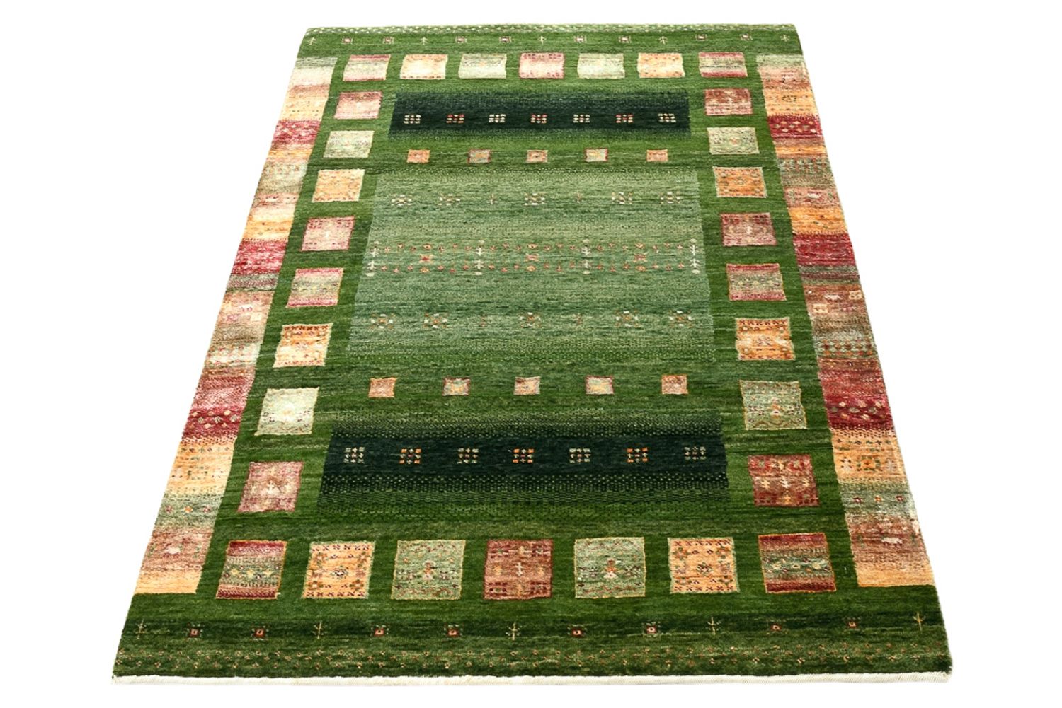 Tapis Gabbeh - Loribaft Indus - 154 x 105 cm - vert