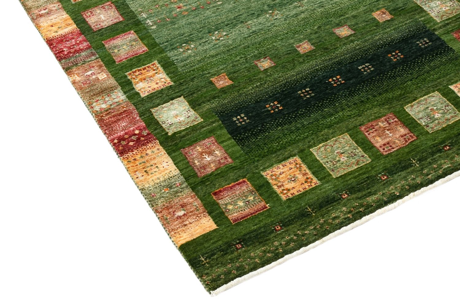 Tapis Gabbeh - Loribaft Indus - 154 x 105 cm - vert