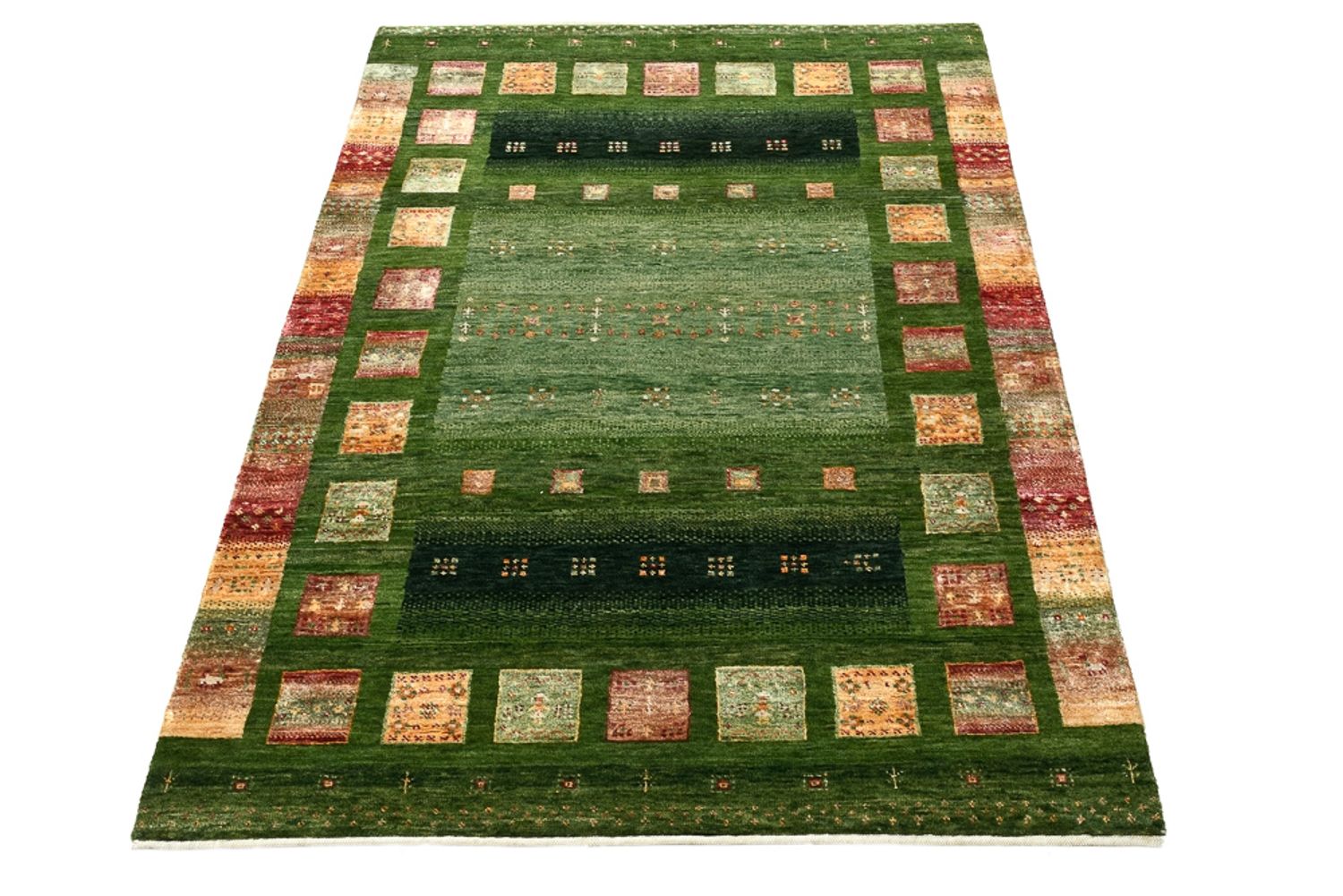 Tapis Gabbeh - Loribaft Indus - 154 x 106 cm - vert
