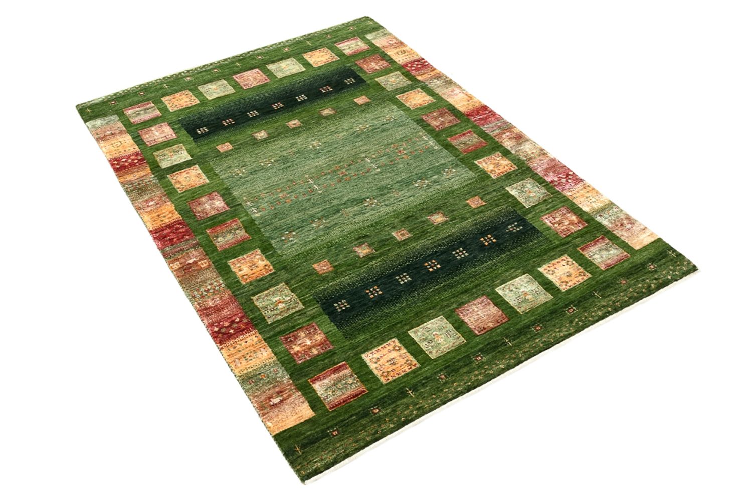 Tapis Gabbeh - Loribaft Indus - 154 x 106 cm - vert