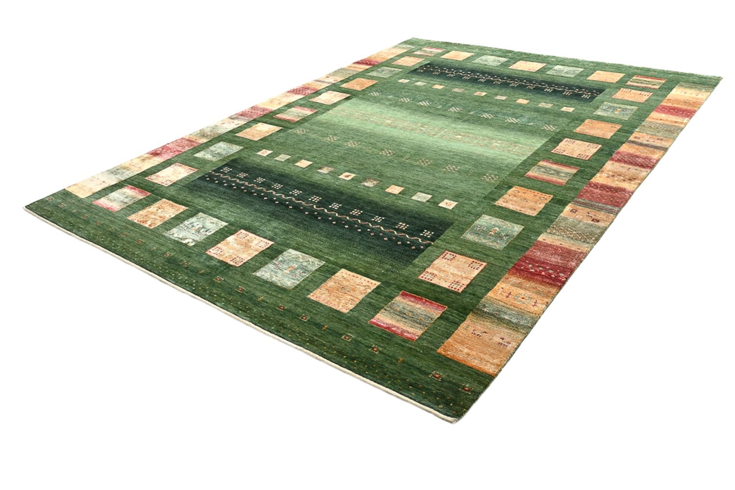 Tapis Gabbeh - Loribaft Indus - 346 x 245 cm - vert