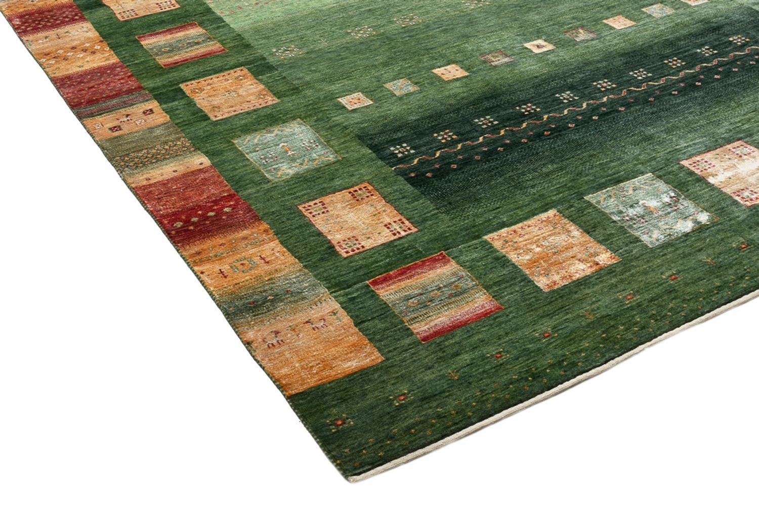 Tapis Gabbeh - Loribaft Indus - 346 x 245 cm - vert