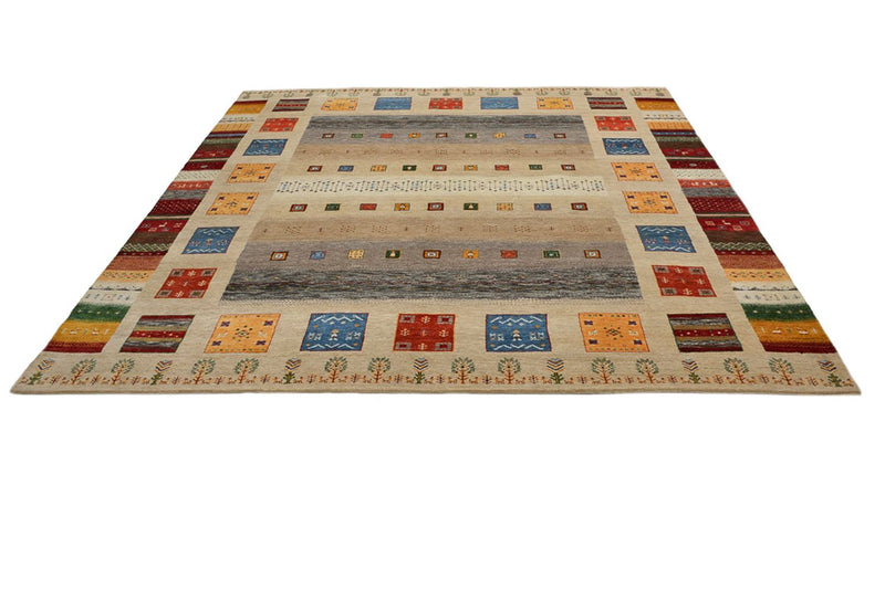 Tapis Gabbeh - Loribaft Indus carré  - 256 x 250 cm - beige clair