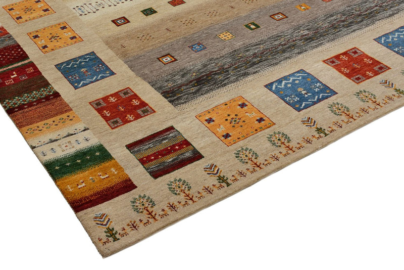 Tapis Gabbeh - Loribaft Indus carré  - 256 x 250 cm - beige clair