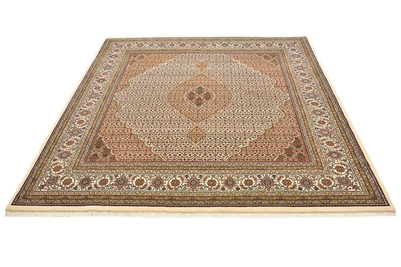 Tapis oriental - Tabriz carré  - 203 x 201 cm - beige foncé