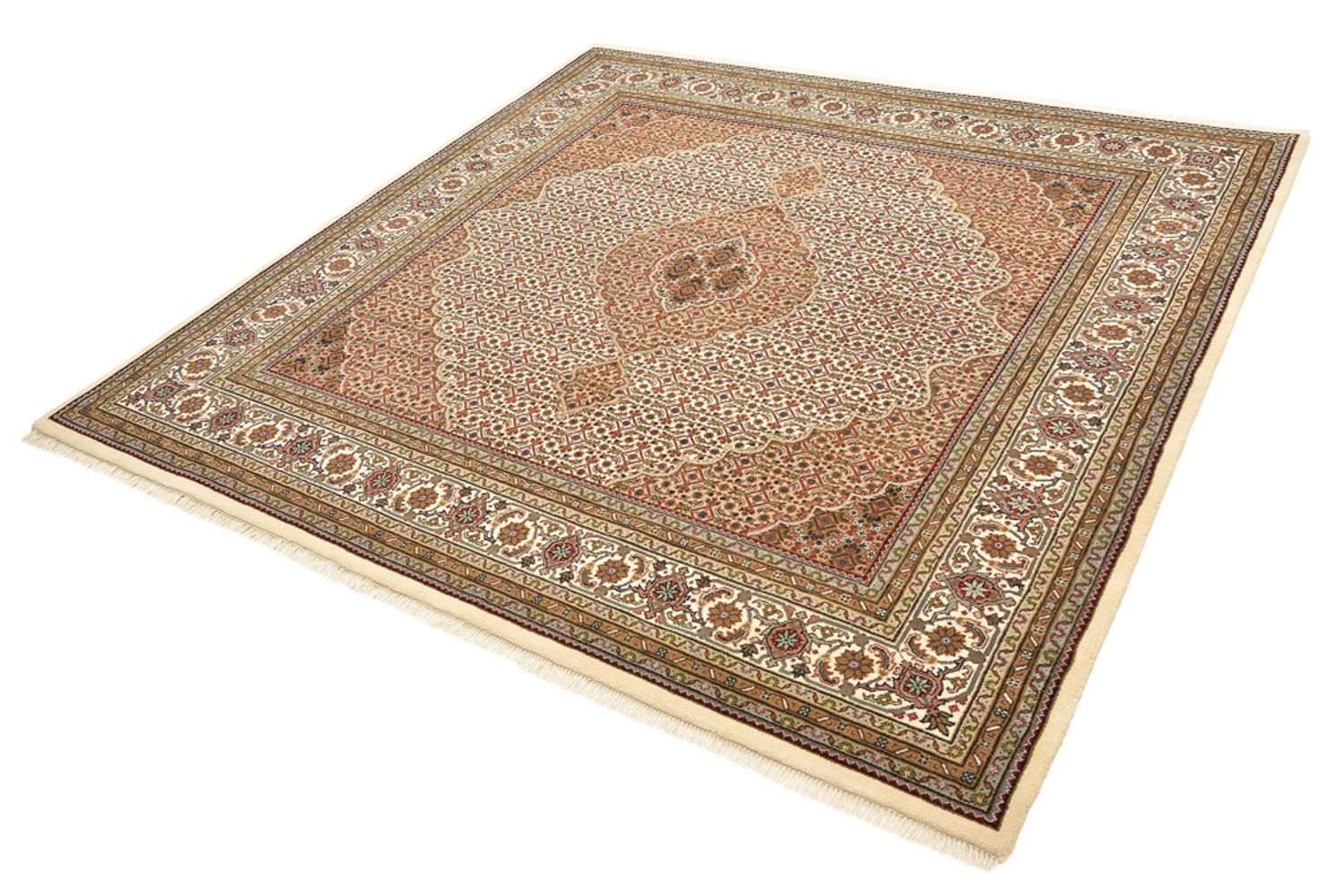 Tapis oriental - Tabriz carré  - 203 x 201 cm - beige foncé