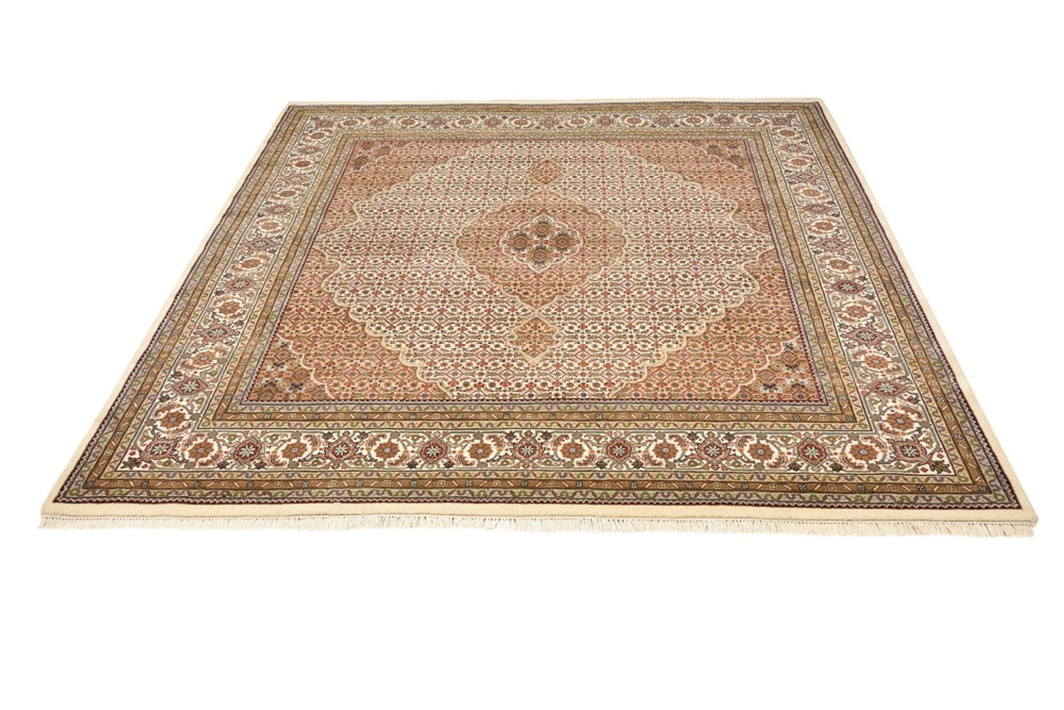 Tapis oriental - Tabriz carré  - 203 x 201 cm - beige foncé