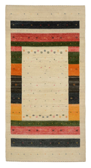 Tapis de couloir Tapis Gabbeh - Loribaft Indus - 195 x 101 cm - beige clair