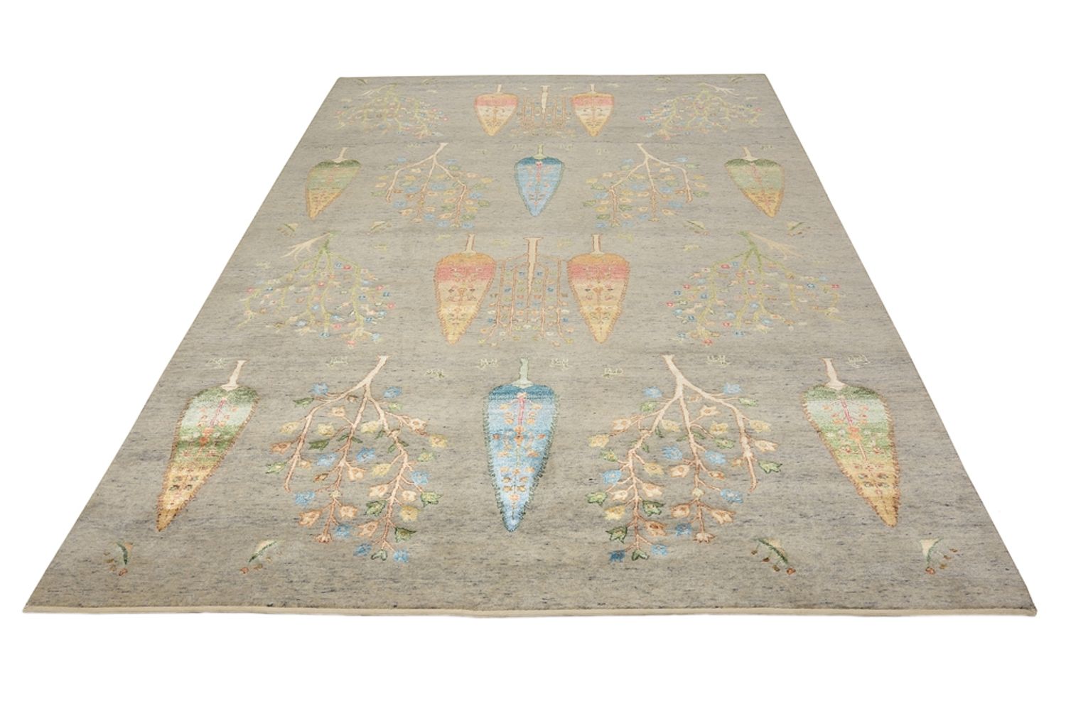 Gabbeh Teppich - Loribaft Indus - 295 x 206 cm - hellgrau