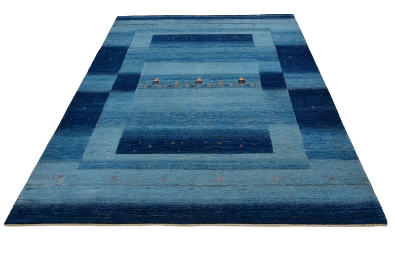 Tapis Gabbeh - Loribaft Indus - 241 x 175 cm - bleu