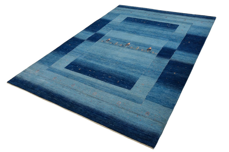 Tapis Gabbeh - Loribaft Indus - 241 x 175 cm - bleu