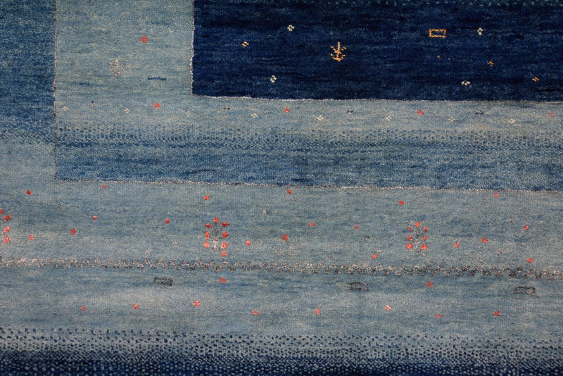 Tapis Gabbeh - Loribaft Indus - 241 x 175 cm - bleu
