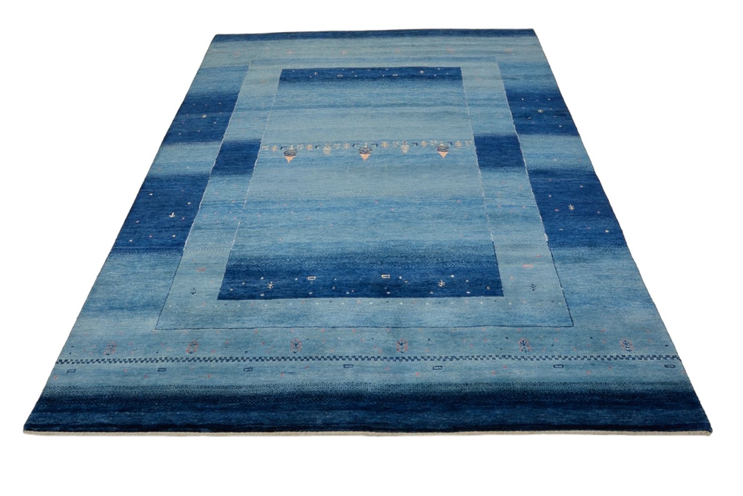 Tapis Gabbeh - Loribaft Indus - 241 x 175 cm - bleu