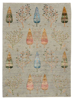 Tapis Gabbeh - Loribaft Indus - 241 x 173 cm - gris clair