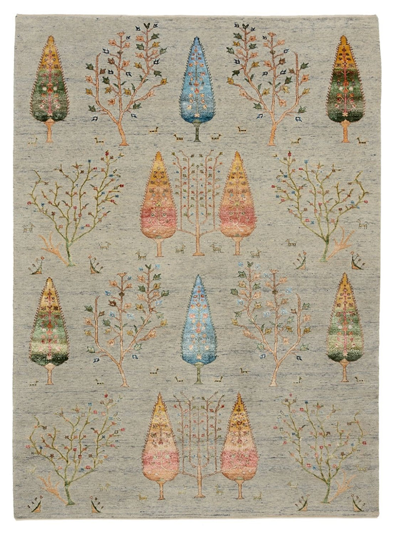 Tapis Gabbeh - Loribaft Indus - 241 x 173 cm - gris clair