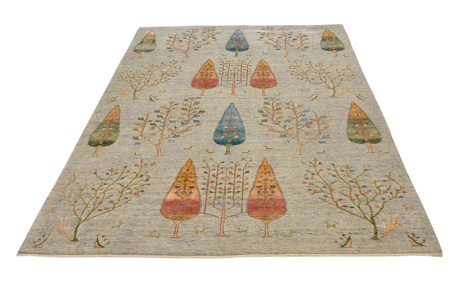 Tapis Gabbeh - Loribaft Indus - 241 x 173 cm - gris clair