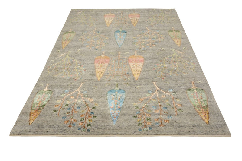 Gabbeh Teppich - Loribaft Indus - 204 x 155 cm - hellgrau
