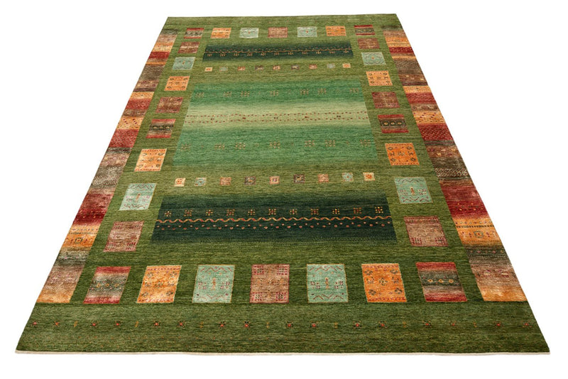 Tapis Gabbeh - Loribaft Indus - 303 x 244 cm - vert