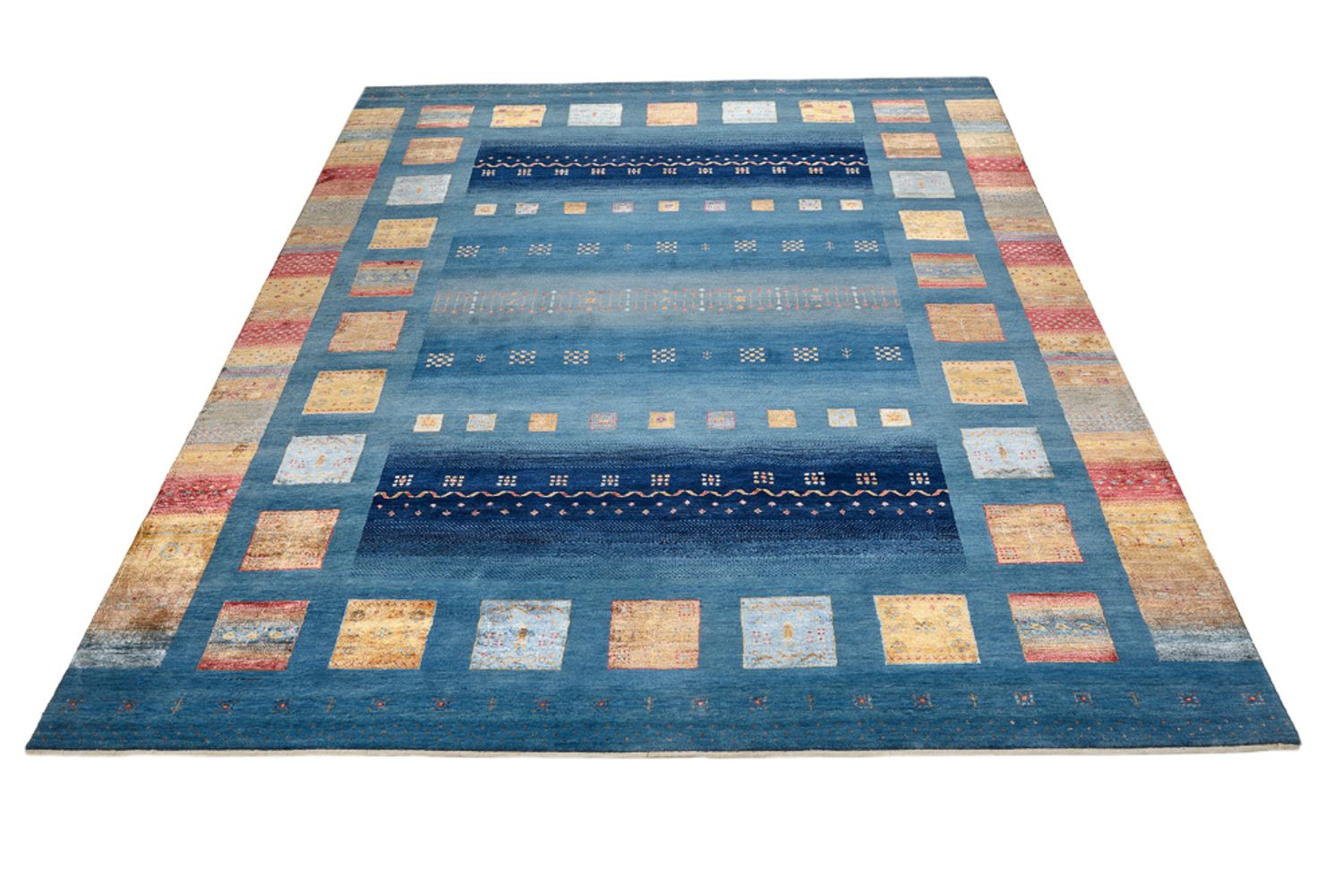 Tapis Gabbeh - Loribaft Indus - 338 x 249 cm - bleu