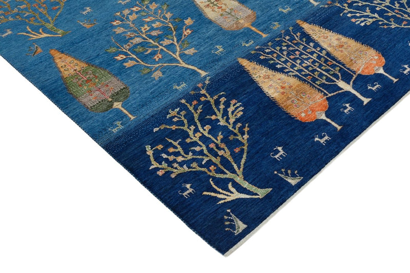 Tapis Gabbeh - Loribaft Indus - 204 x 155 cm - bleu clair