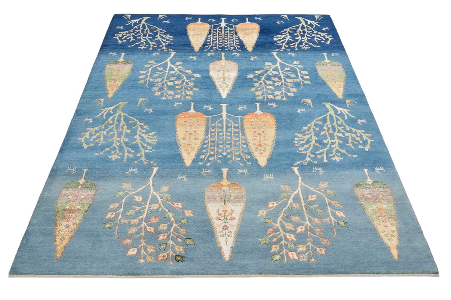 Tapis Gabbeh - Loribaft Indus - 204 x 155 cm - bleu clair
