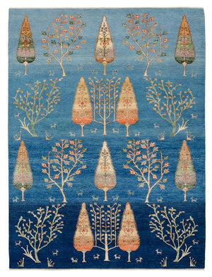 Tapis Gabbeh - Loribaft Indus - 206 x 155 cm - bleu