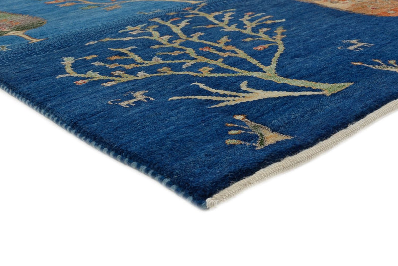 Tapis Gabbeh - Loribaft Indus - 206 x 155 cm - bleu