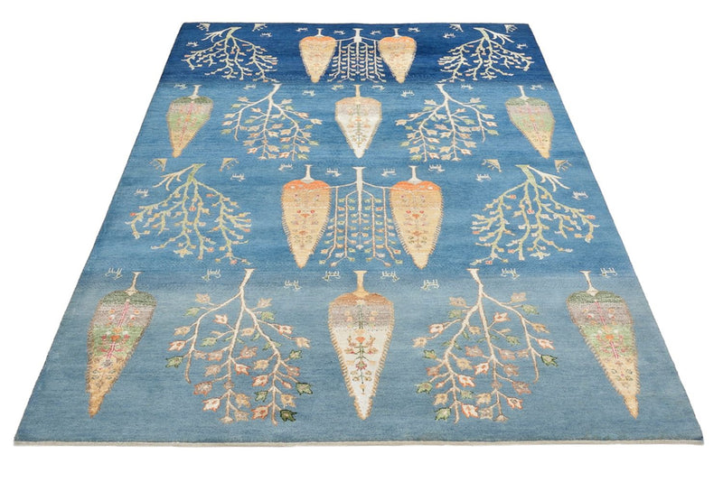 Tapis Gabbeh - Loribaft Indus - 206 x 155 cm - bleu