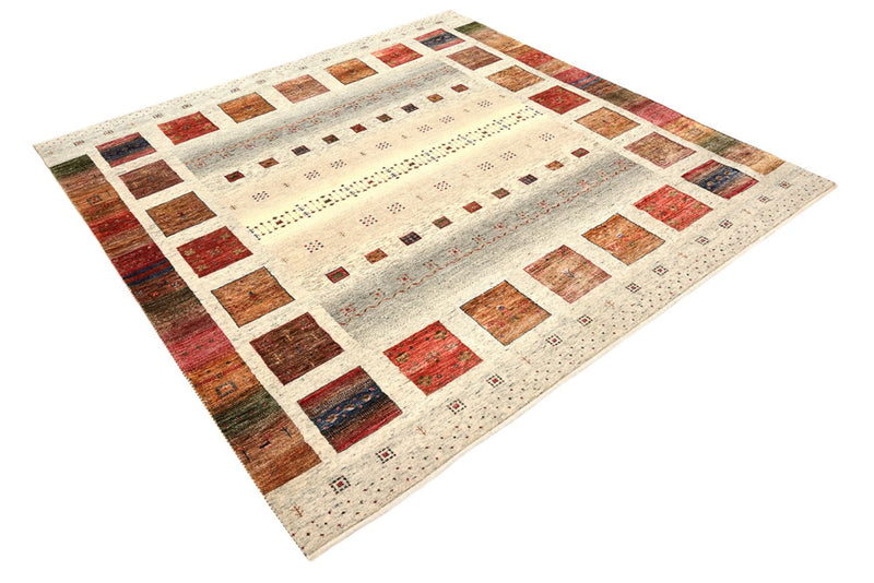 Tapis Gabbeh - Loribaft Indus carré  - 205 x 204 cm - crème