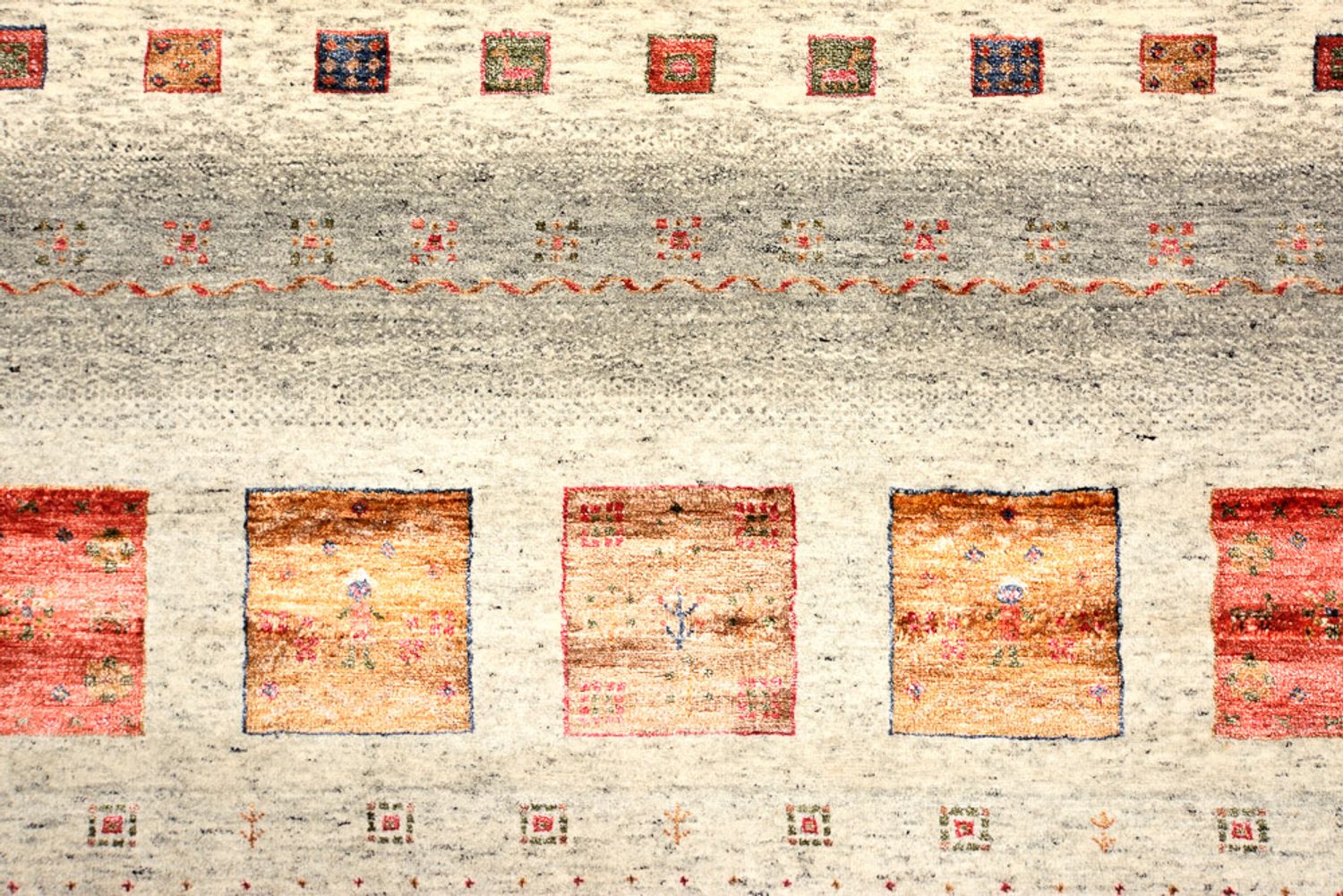 Tapis Gabbeh - Loribaft Indus carré  - 205 x 204 cm - crème