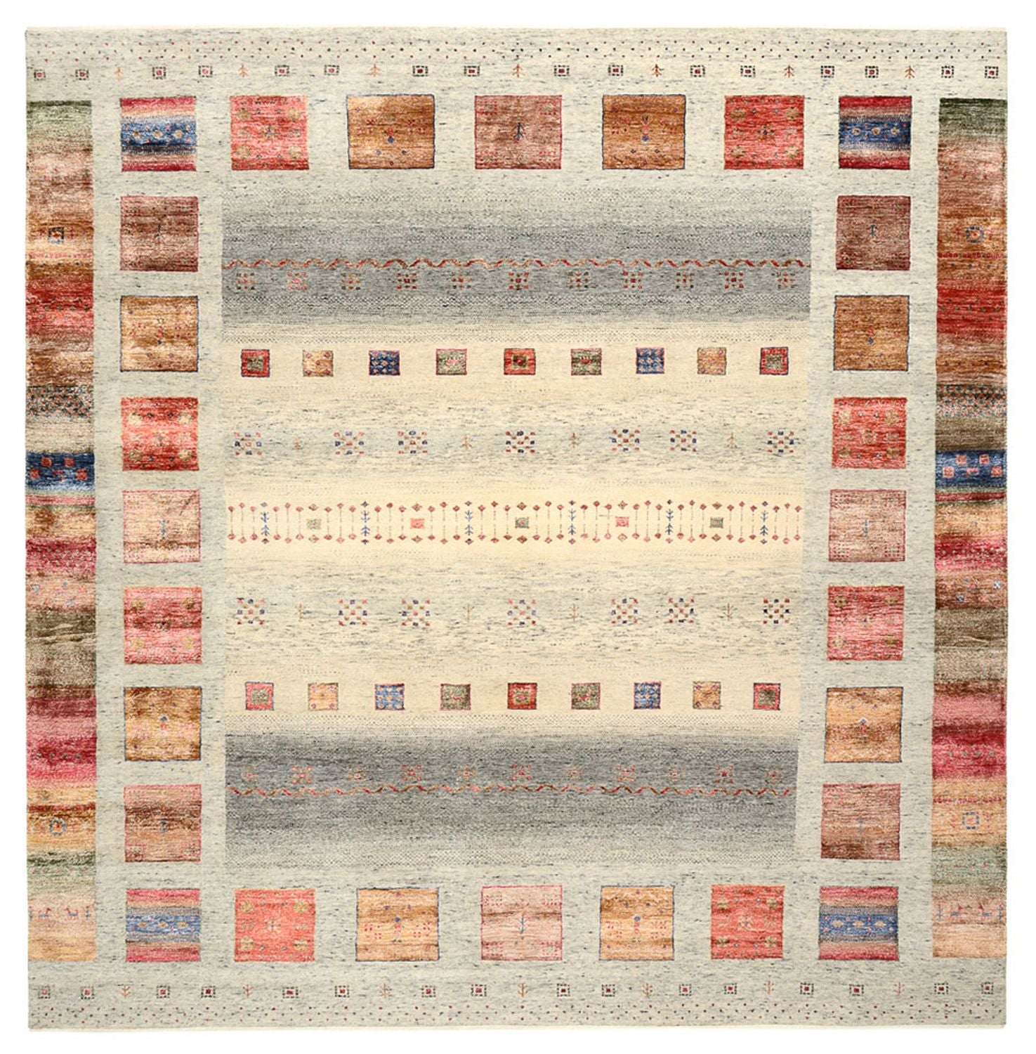 Gabbeh Teppich - Loribaft Indus quadratisch  - 254 x 251 cm - hellbeige