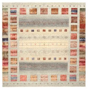 Tapis Gabbeh - Loribaft Indus carré  - 254 x 251 cm - beige clair