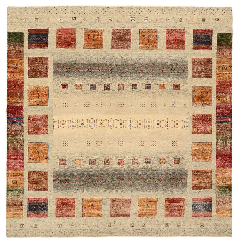 Gabbeh Teppich - Loribaft Indus quadratisch  - 206 x 204 cm - dunkelbeige