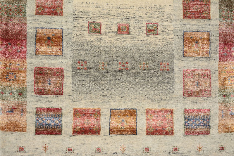 Tapis de couloir Tapis Gabbeh - Loribaft Indus - 306 x 85 cm - beige foncé