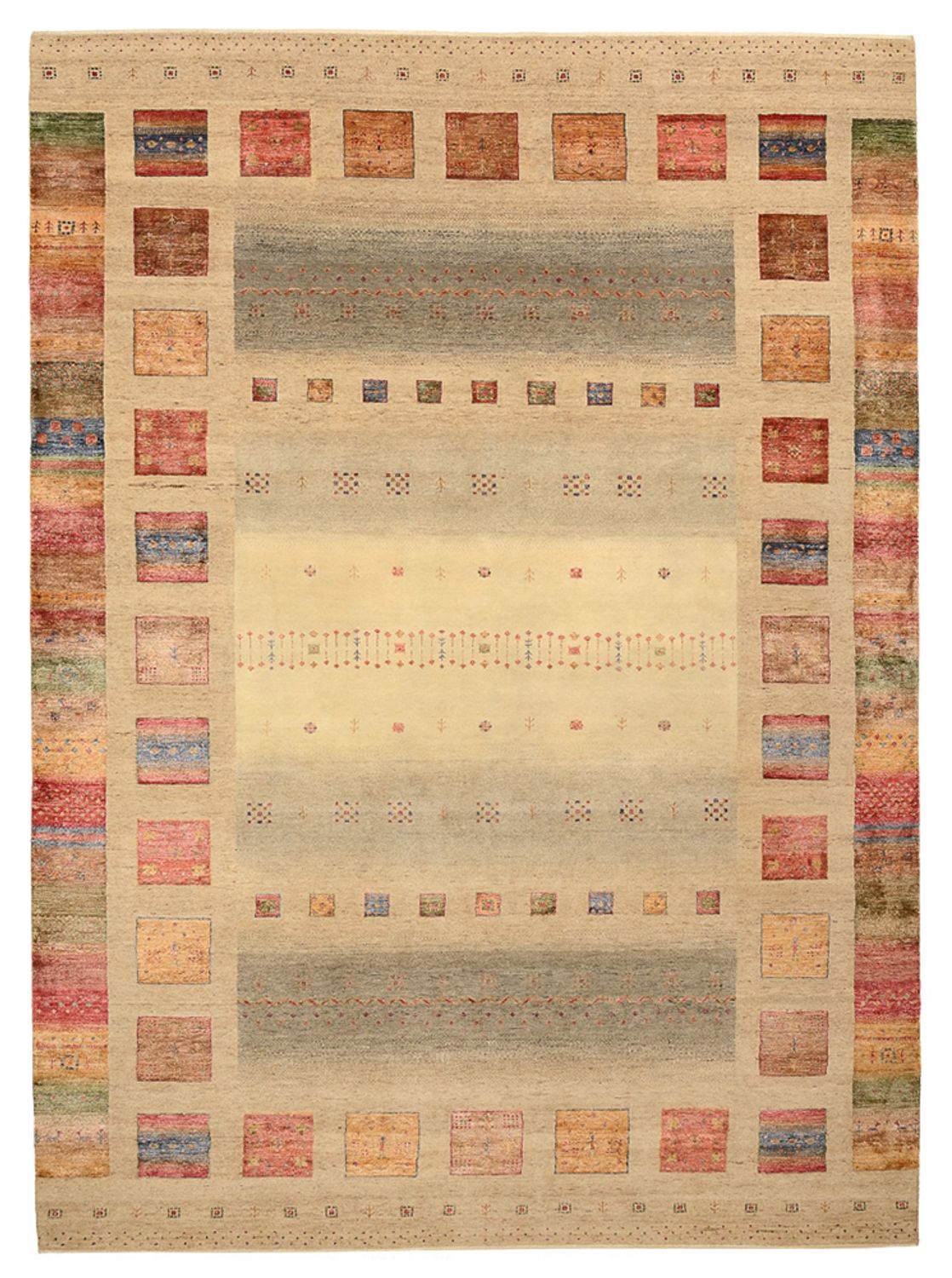 Gabbeh Teppich - Loribaft Indus - 351 x 254 cm - dunkelbeige