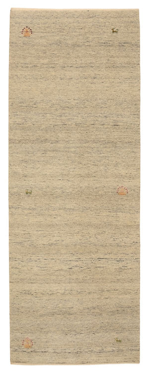 Tapis de couloir Tapis Gabbeh - Loribaft Indus - 241 x 85 cm - beige foncé