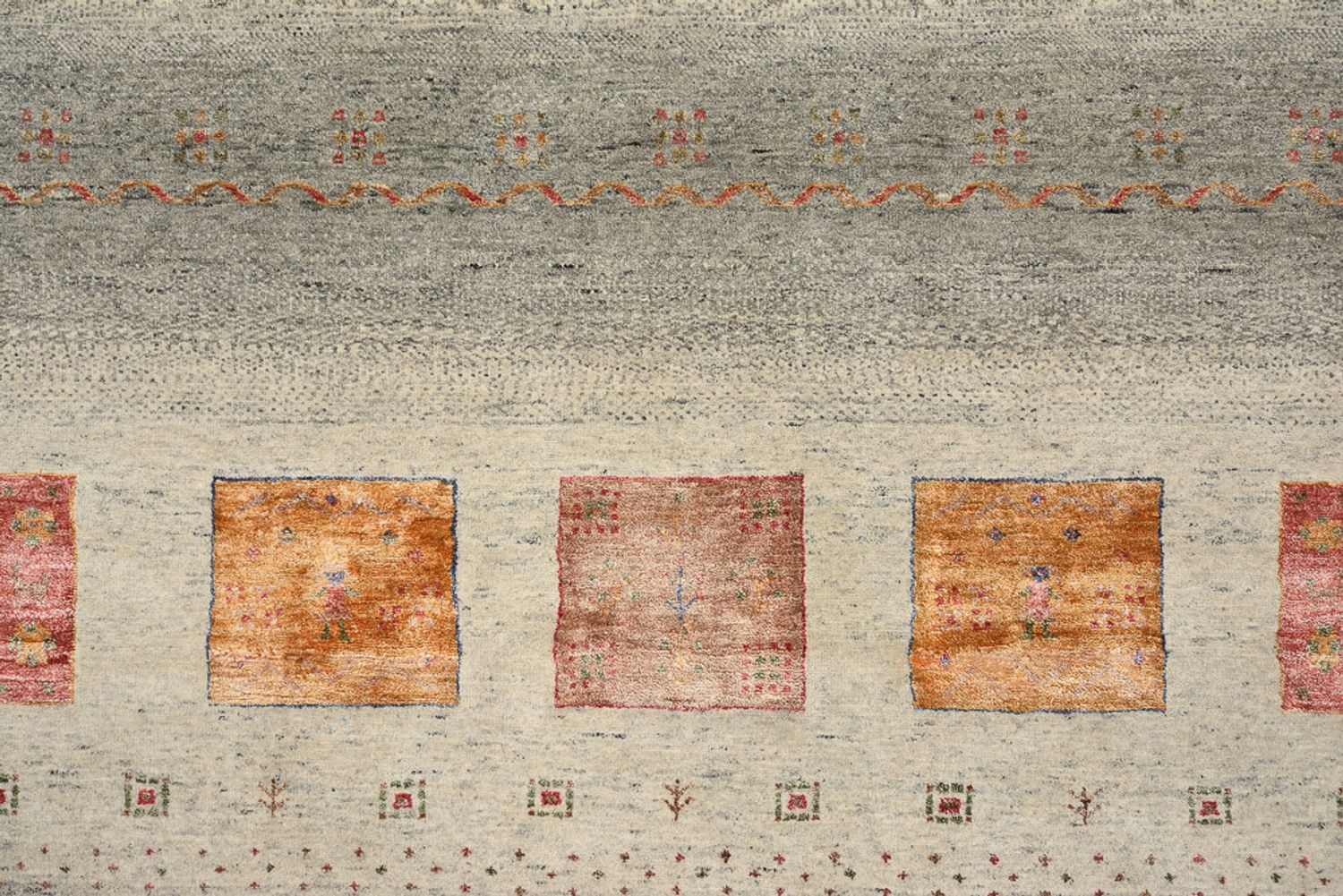 Tapis Gabbeh - Loribaft Indus carré  - 249 x 248 cm - beige foncé