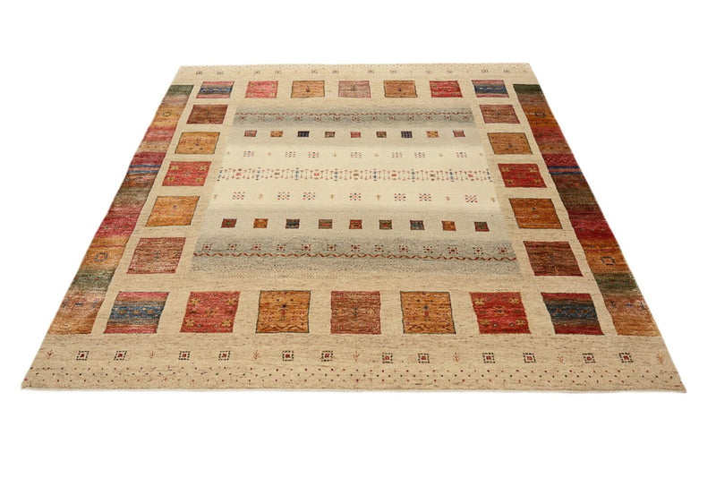 Tapis Gabbeh - Loribaft Indus carré  - 205 x 203 cm - multicolore