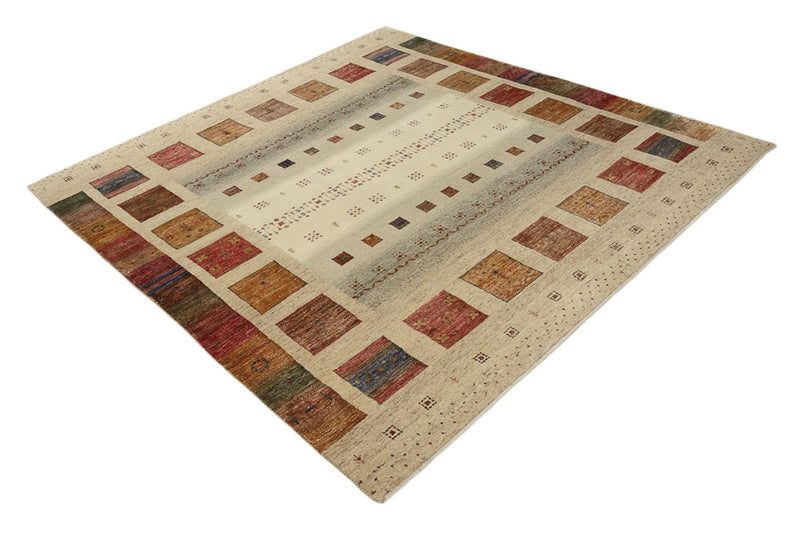 Tapis Gabbeh - Loribaft Indus carré  - 205 x 203 cm - multicolore