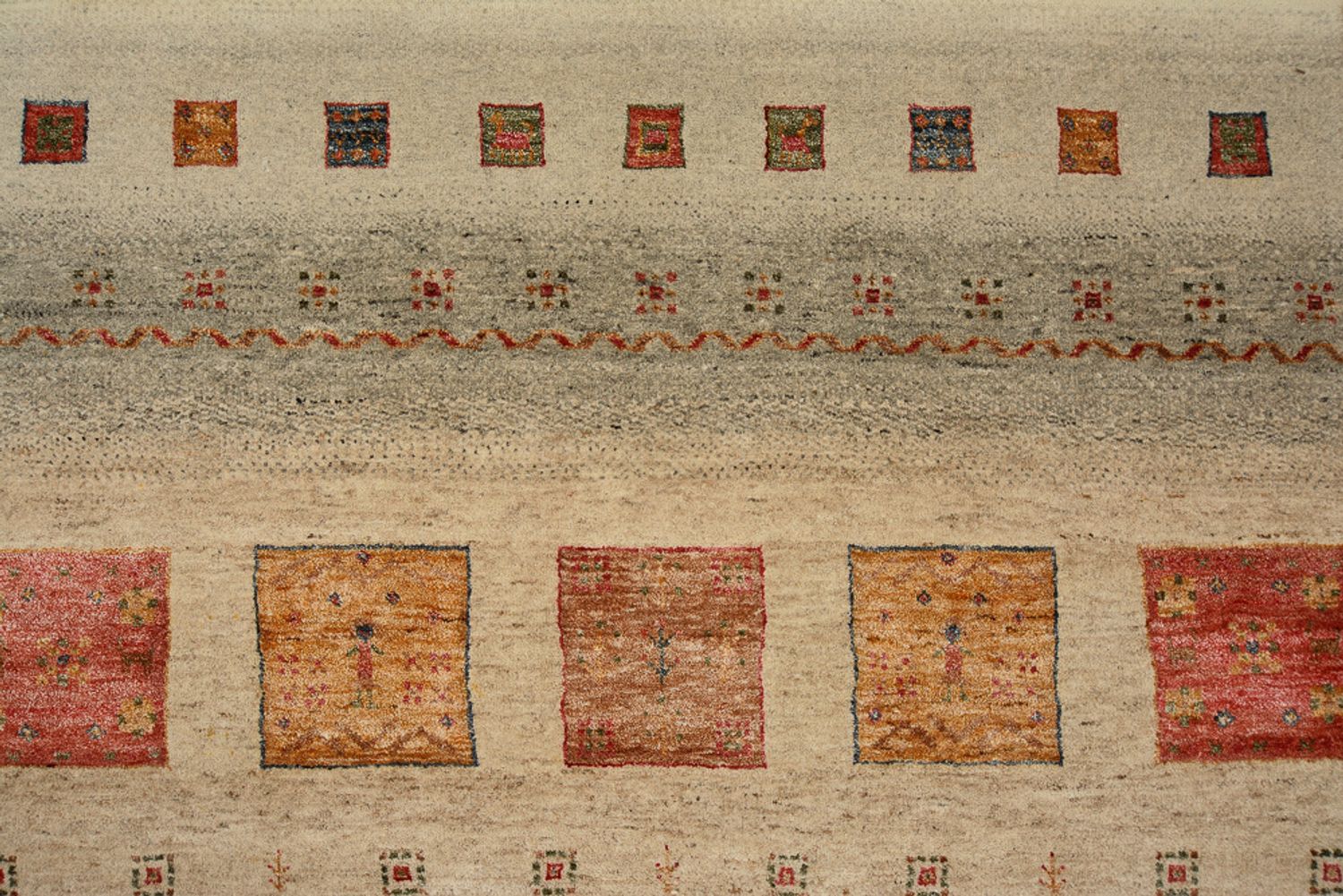 Tapis Gabbeh - Loribaft Indus carré  - 205 x 203 cm - multicolore