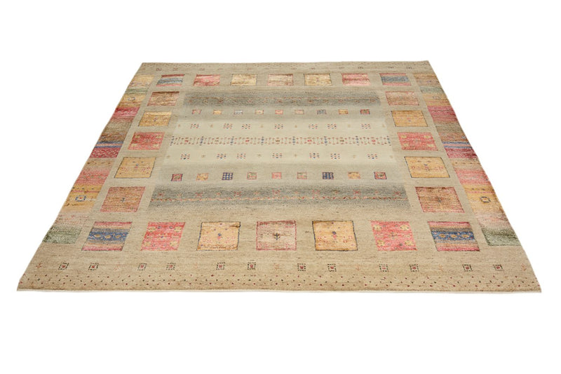 Tapis Gabbeh - Loribaft Indus carré  - 205 x 203 cm - multicolore