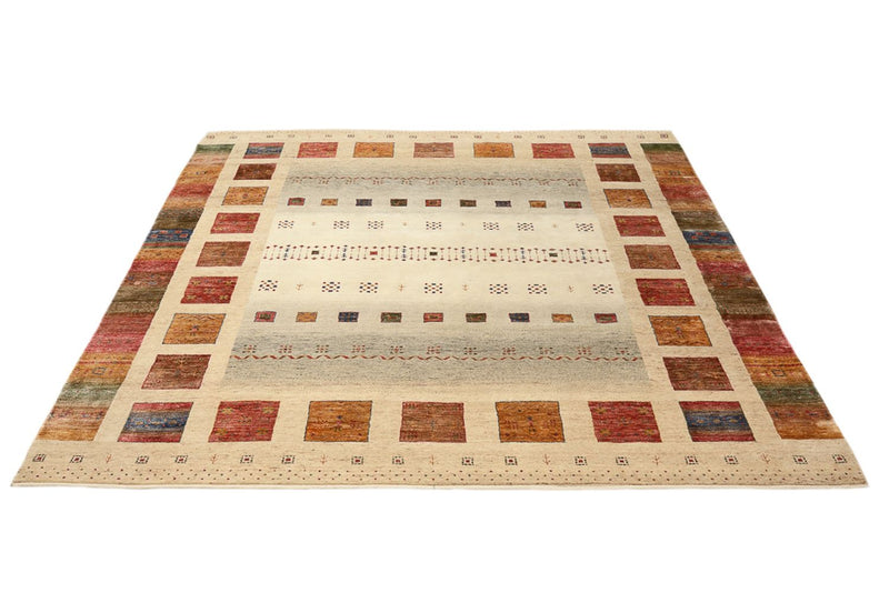 Tapis Gabbeh - Loribaft Indus carré  - 253 x 249 cm - multicolore
