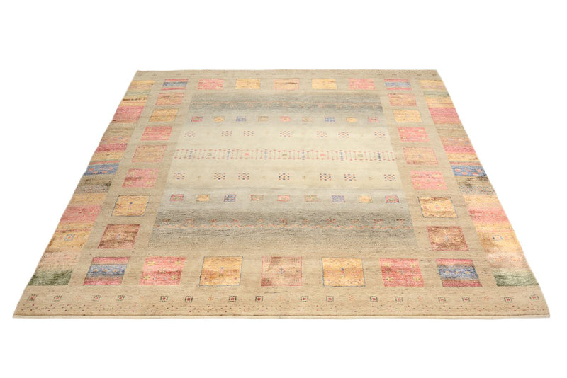 Tapis Gabbeh - Loribaft Indus carré  - 253 x 249 cm - multicolore