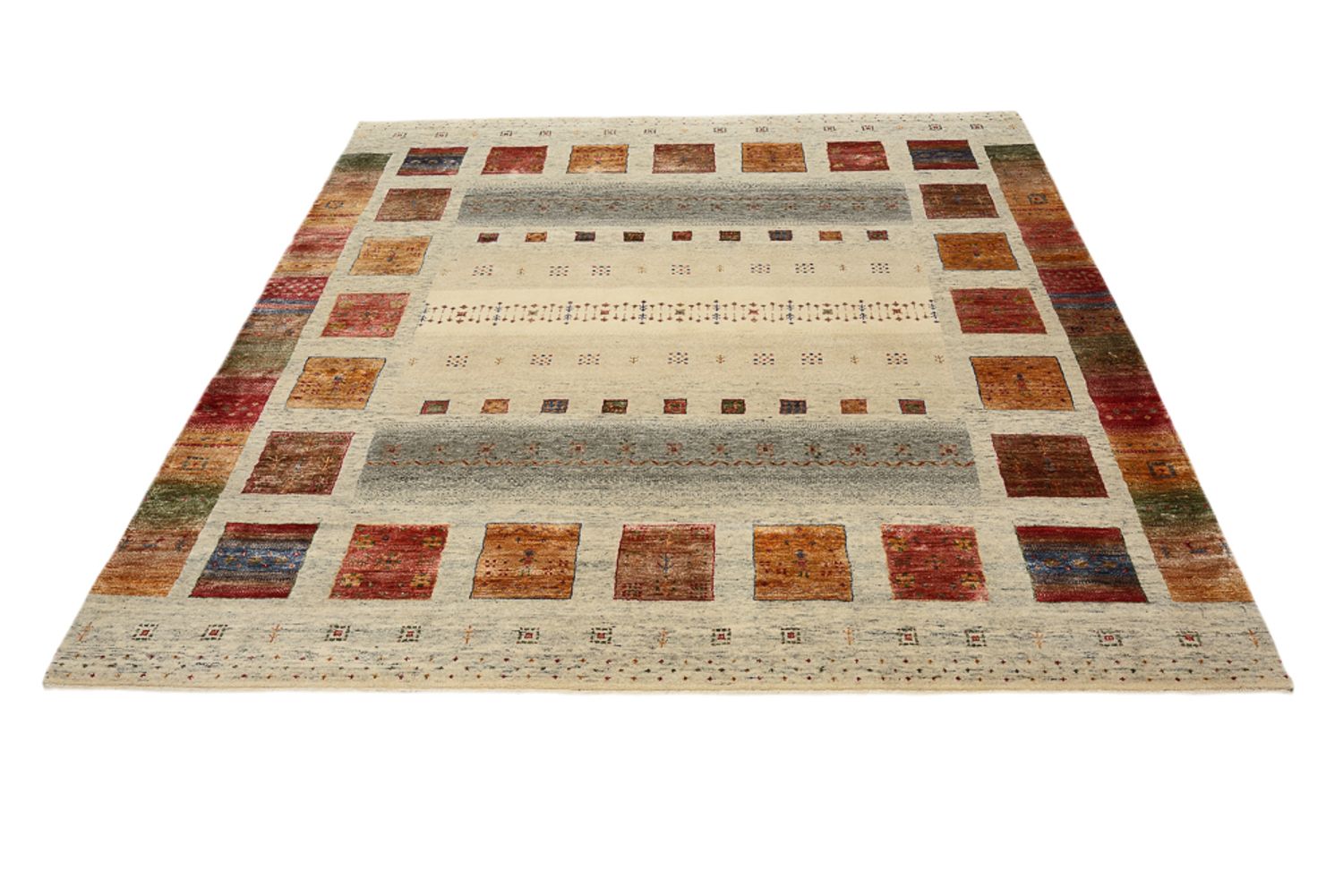 Gabbeh Teppich - Loribaft Indus quadratisch  - 206 x 205 cm - mehrfarbig