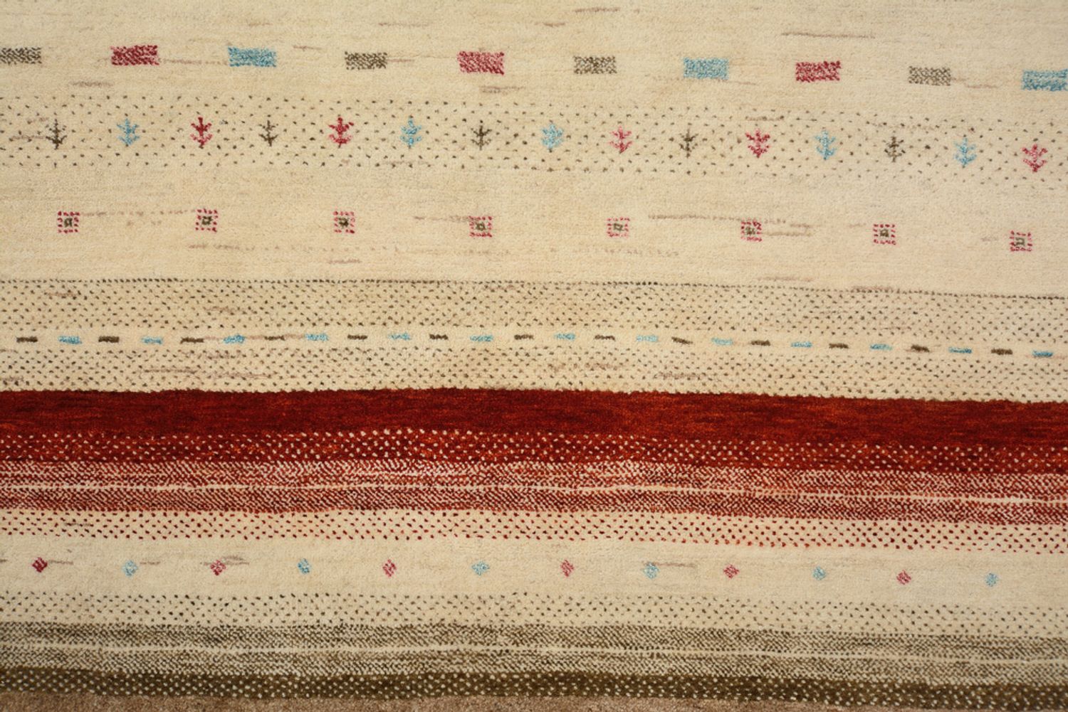 Tapis Gabbeh - Loribaft Indus - 199 x 158 cm - beige clair