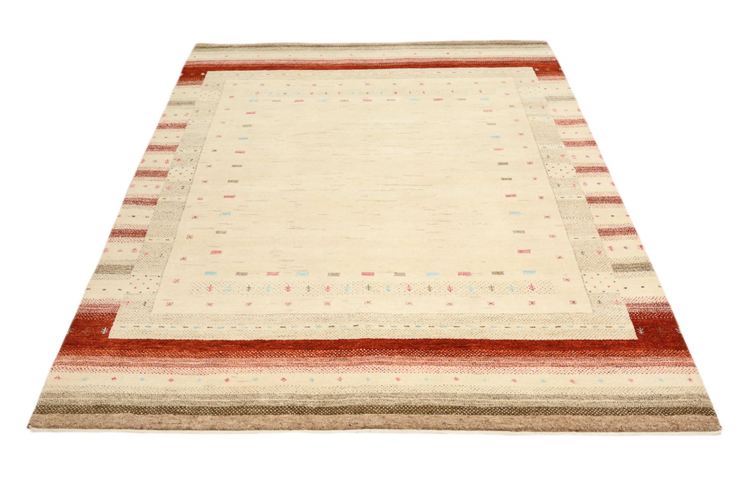 Tapis Gabbeh - Loribaft Indus - 199 x 158 cm - beige clair
