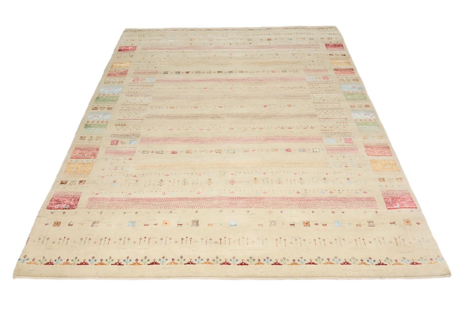 Tapis Gabbeh - Loribaft Indus - 239 x 174 cm - beige clair