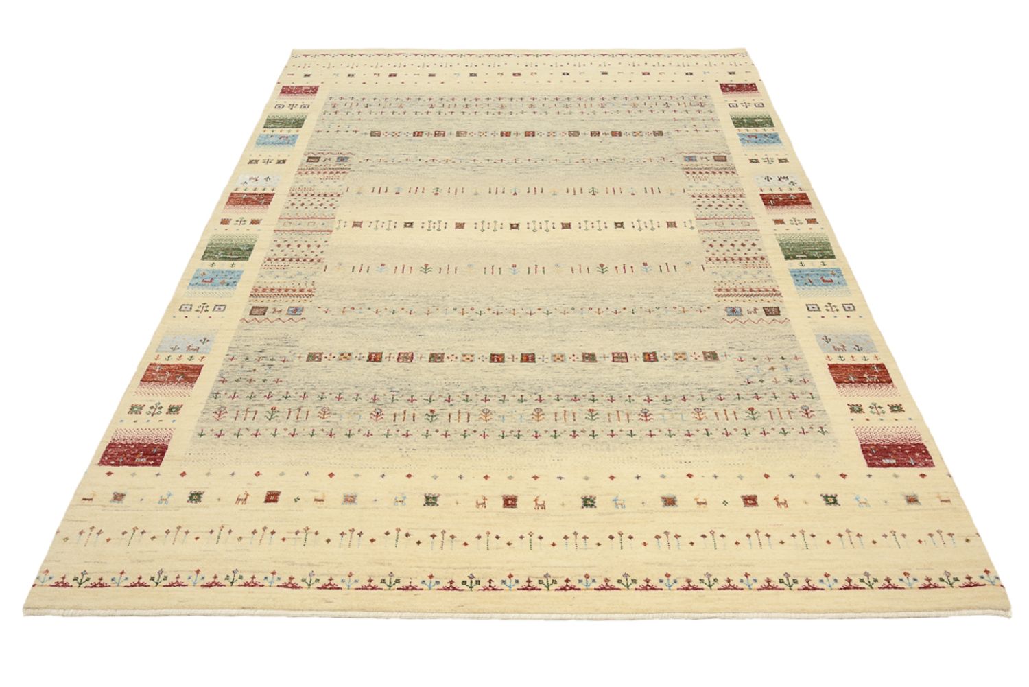 Tapis Gabbeh - Loribaft Indus - 241 x 172 cm - beige foncé