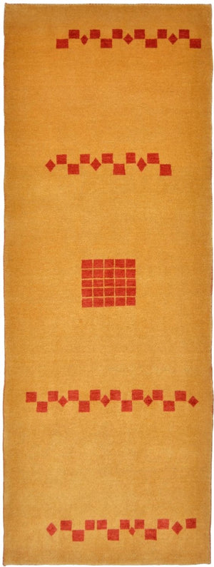 Tapis de couloir Tapis Gabbeh - Loribaft Persan - 241 x 87 cm - jaune moutarde