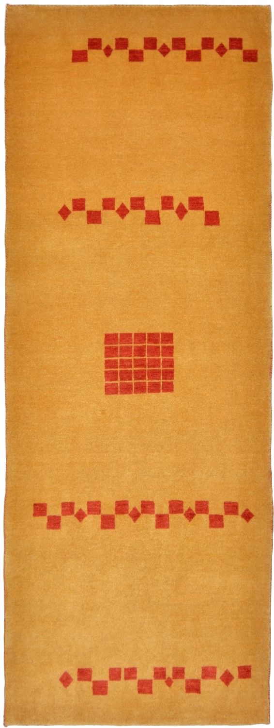 Tapis de couloir Tapis Gabbeh - Loribaft Persan - 241 x 87 cm - jaune moutarde